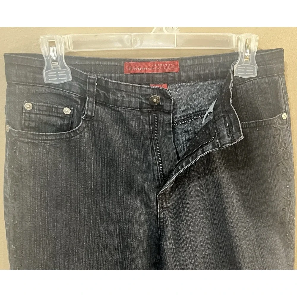 Cosmopolitan Jeanwear Women's Size 8 W32 L30 Dark Wash Embroidered Sequin Flare